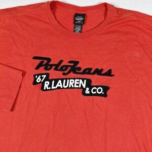 VTG Polo Jeans Company Ralph Lauren Mens 2XT Red Long Sleeve Graphic T Shirt '67